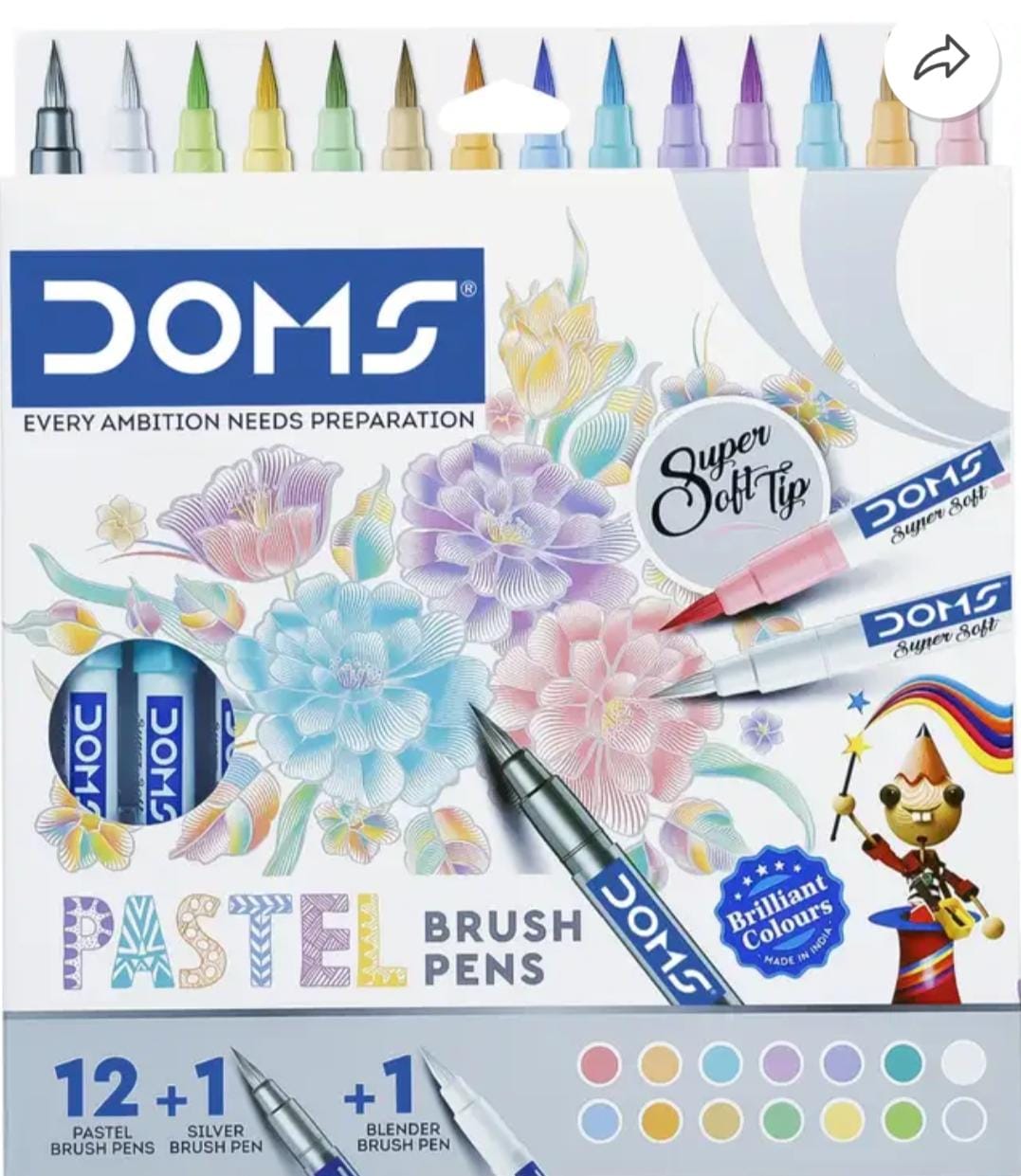 DOMS Pastel Brush Tip Nib Sketch Pens (Set of 1, Multicolor)
