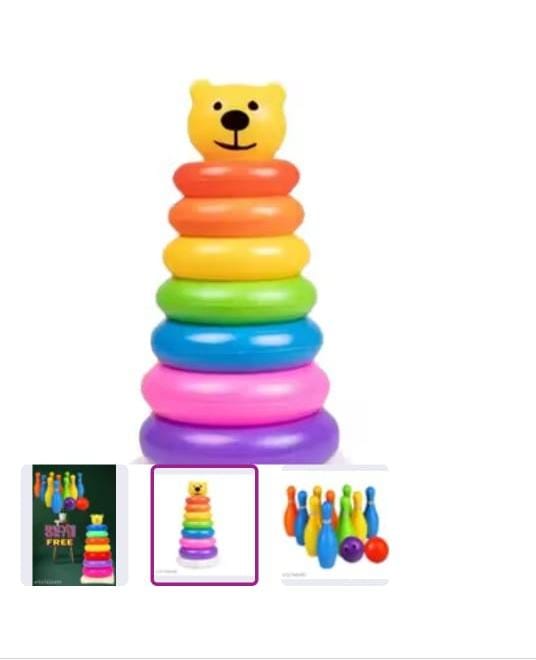 Plastic Baby Kids Teddy Stacking Ring Jumbo Multicolour Rings