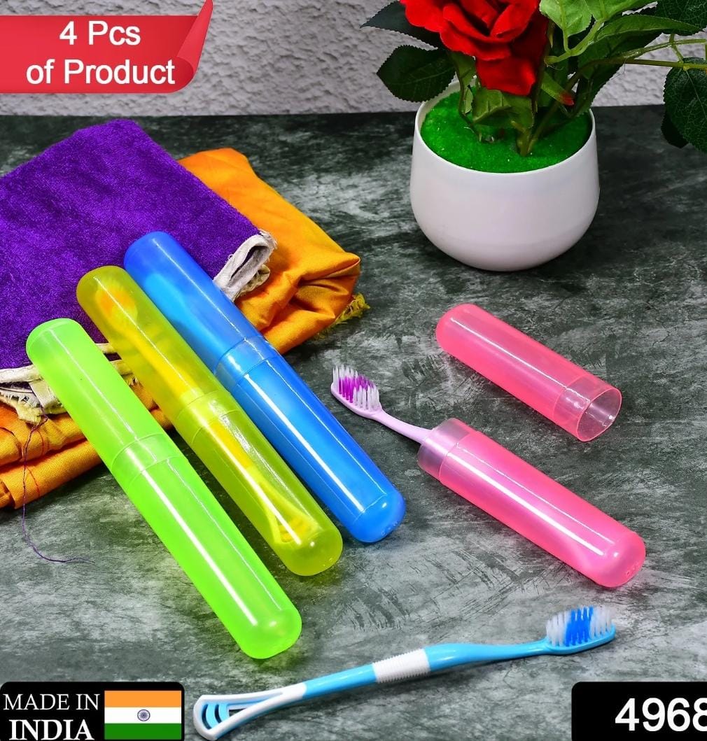 4-Piece Anti-Bacterial Plastic Toothbrush Cover