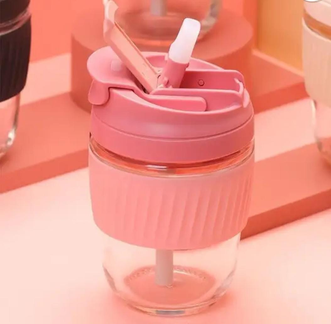 Pack of 1 Glass Reusable Glass Coffee & Juice Mug Shaker