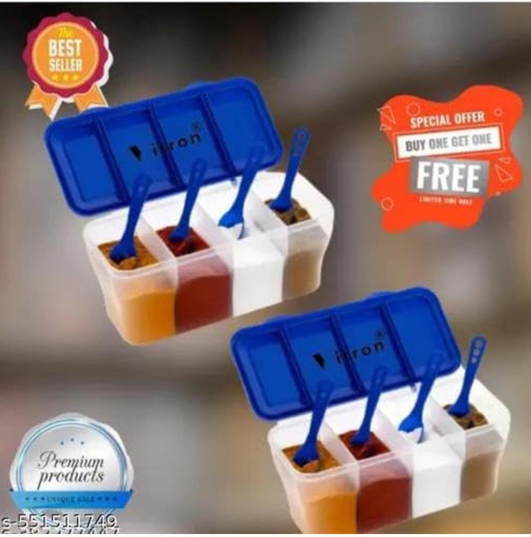 Multipurpose Plastic 4 in 1 Masala Box for Kitchen, Spice