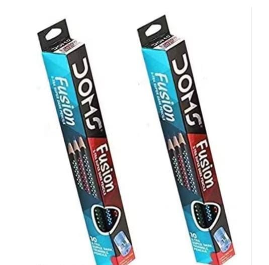 DOMS Fusion Xtra Super Dark Pencil School Stationary Rubber Tipped Graphite for Kids, Boys & Girls Pack of 30
