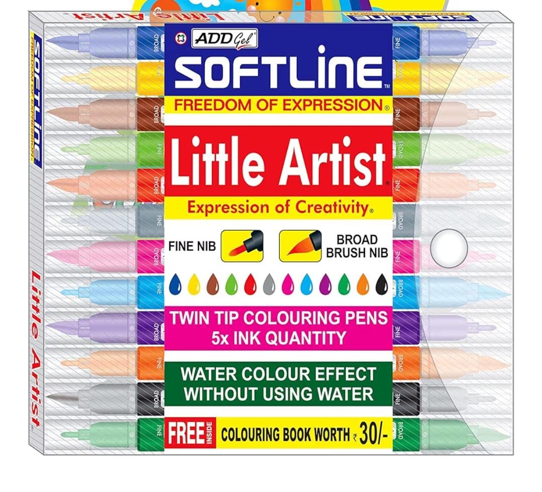 ADD Gel Softline Little Artist Colouring Pen,Twin Tip 12 Pen Set (1),Multicolor